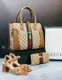 дамски сандали на ток, чанта / раница и портмоне gucci , снимка 6