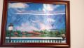 Голяма картина с лебеди планина къщи, снимка 1 - Картини - 45366697