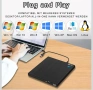 NOLYTH Blu-ray/DVD/CD външно устройство за лаптоп Mac PC Windows MacBook четене/запис Plug and play, снимка 3
