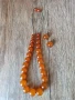 Стар руски  кехлибарен гердан с  кръгли,плътни зърна и обеци кехлибар и сребро ,50 грама, снимка 7