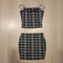 Дамски кариран комплект - пола и потник S, снимка 2