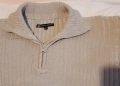 Мъжки памучен плътен пуловер с поло яка и цип, снимка 2