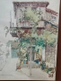 Стар  акварел с паспарту ,смесена техника на Вл.Мански само акварела е с размери 38/45 см., снимка 2