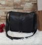 Черна стилна дамска чанта от естествена к. с капак - Elis, снимка 1 - Чанти - 45226982