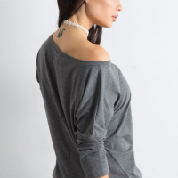 Памучна дамска блуза - Тъмносива - XS, снимка 3 - Блузи с дълъг ръкав и пуловери - 44941247