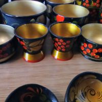 Лот от 12 руски дървени чаши Хохлома и 18 руски лъжици Хохлома, снимка 8 - Прибори за хранене, готвене и сервиране - 45306883