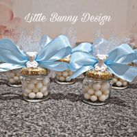 Бурканчета с бели бонбонки- подарък за кръщене, погача или рожден ден, снимка 2 - Подаръци за кръщене - 45481699