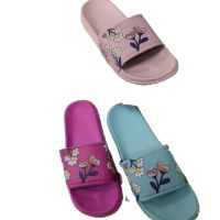 Леки и много удобни дамски плажни чехли с цветни декорации, снимка 1 - Чехли - 45369235