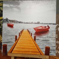 картина пано Езеро с лодки от Италия, снимка 3 - Картини - 45680256