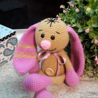Плетена играчка Заек-Беби 2, Плетени, ръчно изработени, прекрасен подарък, снимка 5 - Плюшени играчки - 38319031