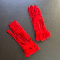 Елегантни къси тюлени ръкавици в червено - код 8644, снимка 2 - Ръкавици - 44290964