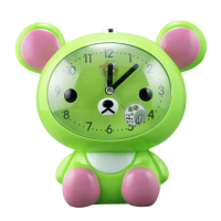 Детски настолен часовник със светлина и функция за будилник с батерии Мече, 15 х 16 см разл. цветове, снимка 4 - Детски - 44995285