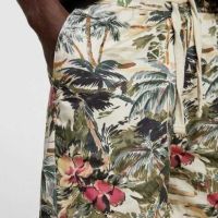 Мъжки плажни шорти с флорална апликация Zara, 97% памук, 3% еластан, L, снимка 3 - Други - 45675485
