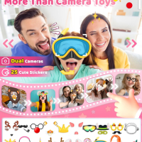 DUDUDRAGON Детска играчка смарт телефон за момичета 3-8 год., MP3 плейър, двойна камера, игри, розов, снимка 7 - Други - 45069884