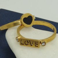 Позлатен дамски пръстен Сърце медицинска стомана модели, снимка 7 - Пръстени - 45198247