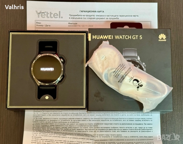 КАТО НОВ! Гаранция! Huawei Watch GT 5 46mm Black, снимка 1