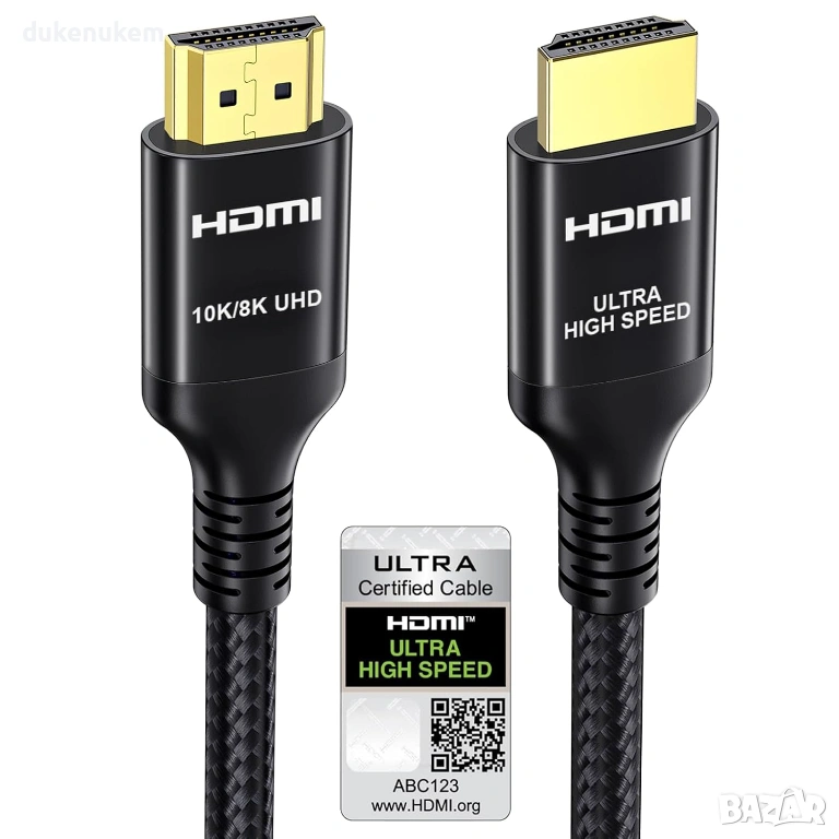 HDMI 2.1 кабел 48Gbps – 1 м, 8K/4K 240Hz, Ultra High Speed, снимка 1