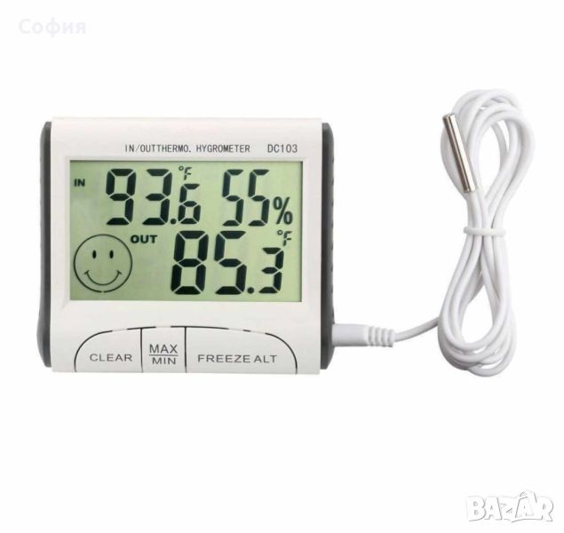 Дигитален вътрешен и външен термометър и влагомер, снимка 1