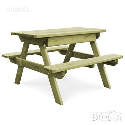 vidaXL Детска маса за пикник с пейки 90x90x58 см импрегниран бор(SKU:45148, снимка 1