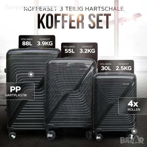 НОВ Комплект от 3 бр куфари, снимка 1