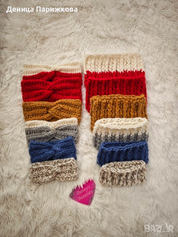 Ръчно плетен комплект лента за глава и снуд шал  модел Ариа в 5 размера, снимка 1