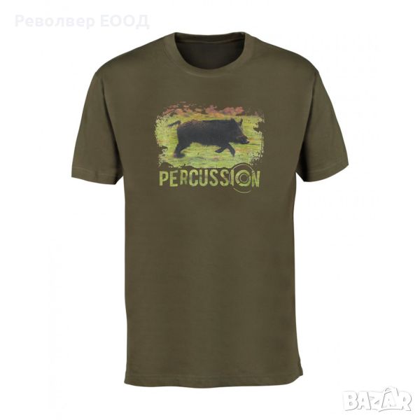 Тениска Percussion - Silkscreen-printed, в цвят Khaki/Диво прасе, снимка 1