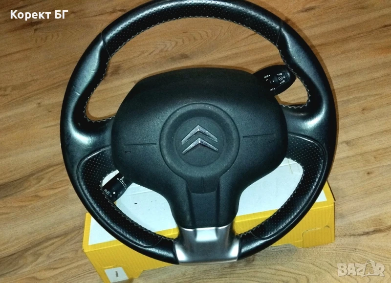 Мултифункционален волан с аербег airbag и лентов кабел + лост за мигачи/чистачки за Citroen C3, снимка 1