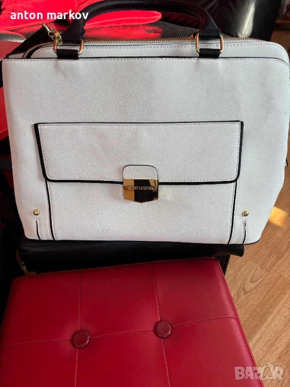 Голяма бяла дамска чанта от марката STEVE MADDEN. /НОВА. Безплатна доставка., снимка 1