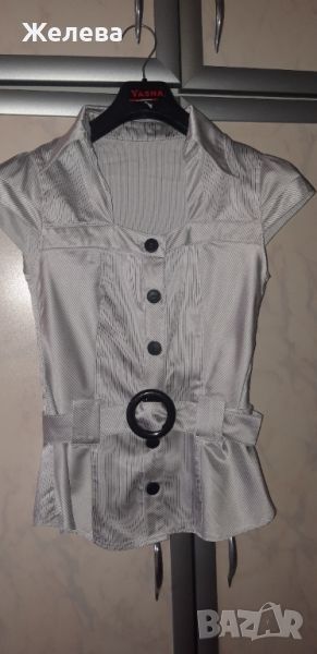 Дамска лятна сатенена риза с колан XS, снимка 1