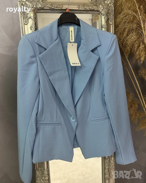 Вталено Синьо Дамско Сако , снимка 1