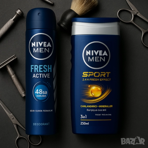 Комплект за мъже NIVEA MEN – Дезодорант 150 мл + Душ гел 250 мл, снимка 1