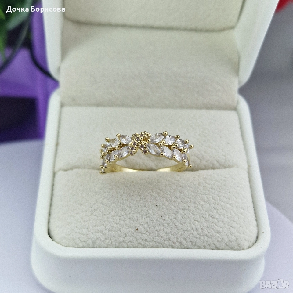 Дамски пръстен - Коронка с mapquise камъни , снимка 1