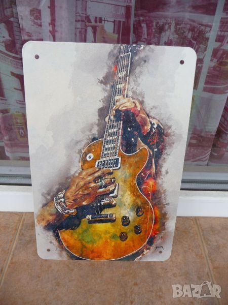 Метална табела музика рок китара китарист струни музукална колекция, снимка 1