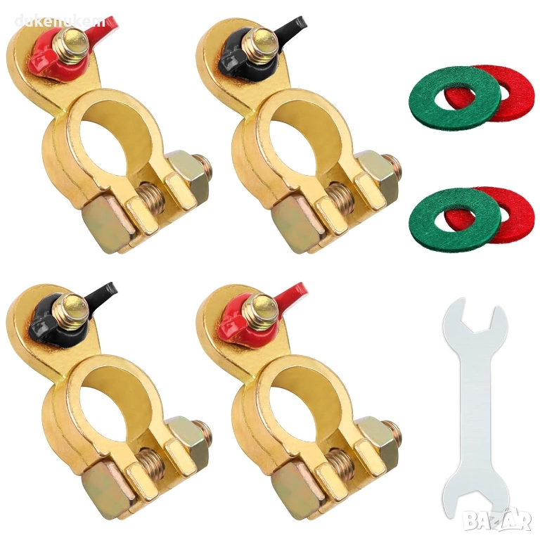 Комплект от 2 броя Бързоосвобождаващи клеми за акумулатор 12V – M8, месинг, антикорозионни подложки, снимка 1