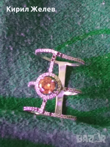 Уникален триредов сребърен пръстен украсен с кристали и Сапфир Арт бижу 51988, снимка 11 - Пръстени - 53069880