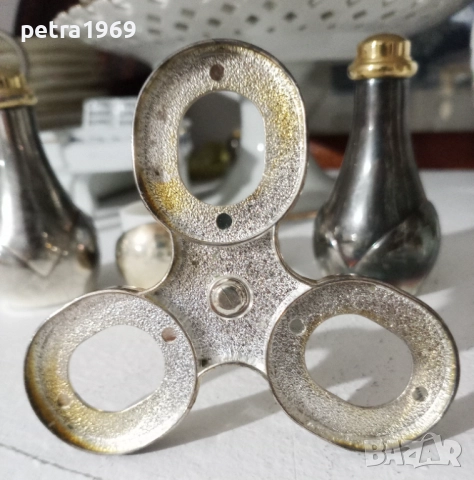 Комплект за подправки, със собствена стойка, посребрен, с позлатяване, снимка 5 - Аксесоари за кухня - 51953997