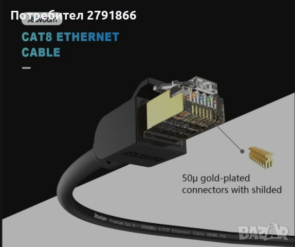 Jeavdarn Cat 8 Ethernet кабел 15m High Speed ​​40Gbps 2000MHz,LAN мрежов интернет с позлатени RJ45, снимка 5 - Друга електроника - 45040133