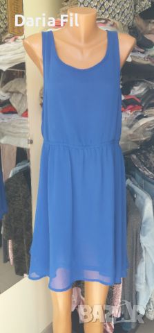 Свежа рокля в кралскосин цвят от шифон с подплата, снимка 1 - Рокли - 45275758