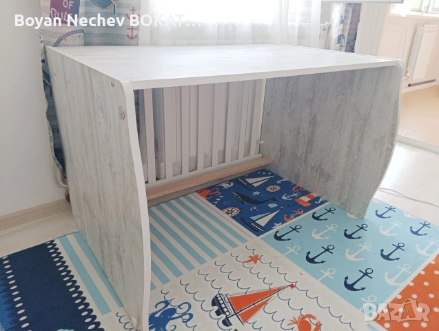 Детско легло,бебешко креватче-2в1 бюро , снимка 3 - Бебешки легла и матраци - 53666940