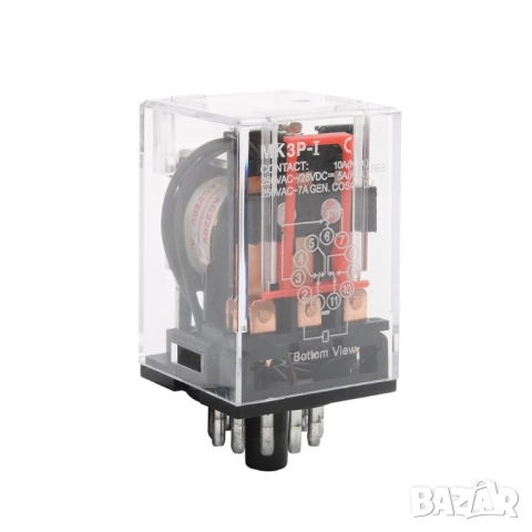 Реле AC 230V с 11 пинов цокъл MK-3P, снимка 6 - Друга електроника - 52203085