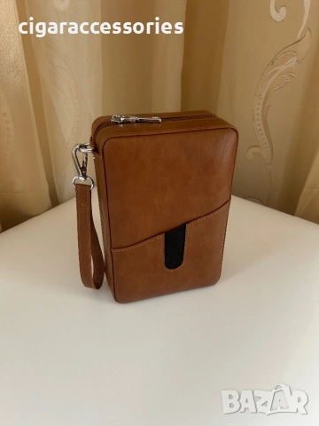 Преносим хумидор от естествена кожа и кедър за 6 пури, снимка 5 - Табакери - 52935096