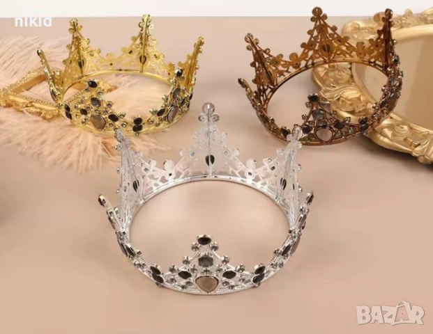 Корона Тиара пластмасова с камъни за украса декор на торта парти, снимка 7 - Други - 35093830