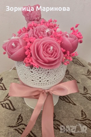 Ароматни букети от свещи, ръчна изработка , снимка 16 - Декорация за дома - 50673754