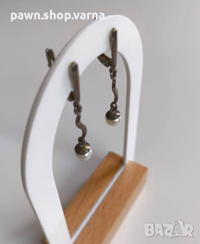 Сребърни обеци с инкрустации – 925 проба, снимка 3 - Обеци - 51071114