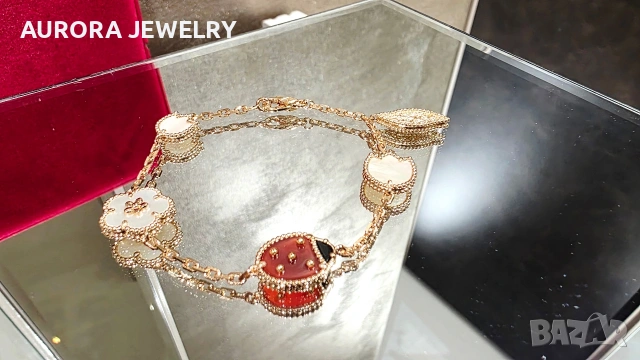 Van Cleef & Arpels VCA Rose Gold 5 Motifs Lucky Spring Дамска Гривна