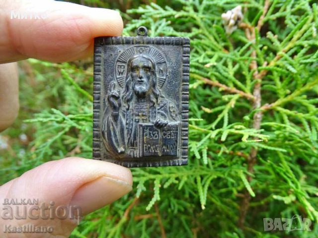 Стара малка бронзова икона на Иисус Христос, снимка 1 - Антикварни и старинни предмети - 45341937