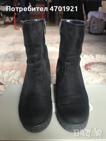 Черни велурени боти на платформа, снимка 11 - Дамски боти - 53042186