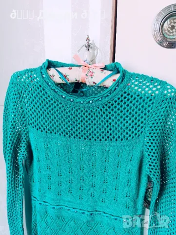 Рокля с камъни от памучно плетиво, снимка 8 - Рокли - 49300672