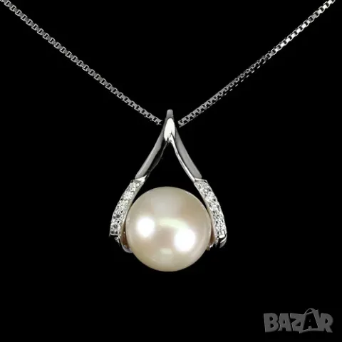 925 сребърно колие с натурална перла 8мм, подходящо за подарък, снимка 1