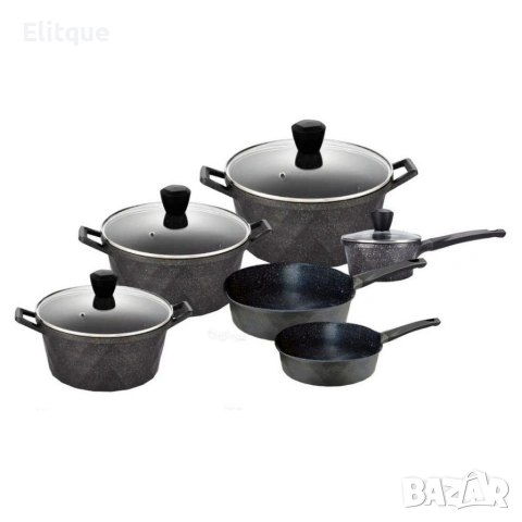 Премиум комплект съдове за готвене 12 части с мраморно покритие Cheffinger, снимка 12 - Съдове за готвене - 53122518